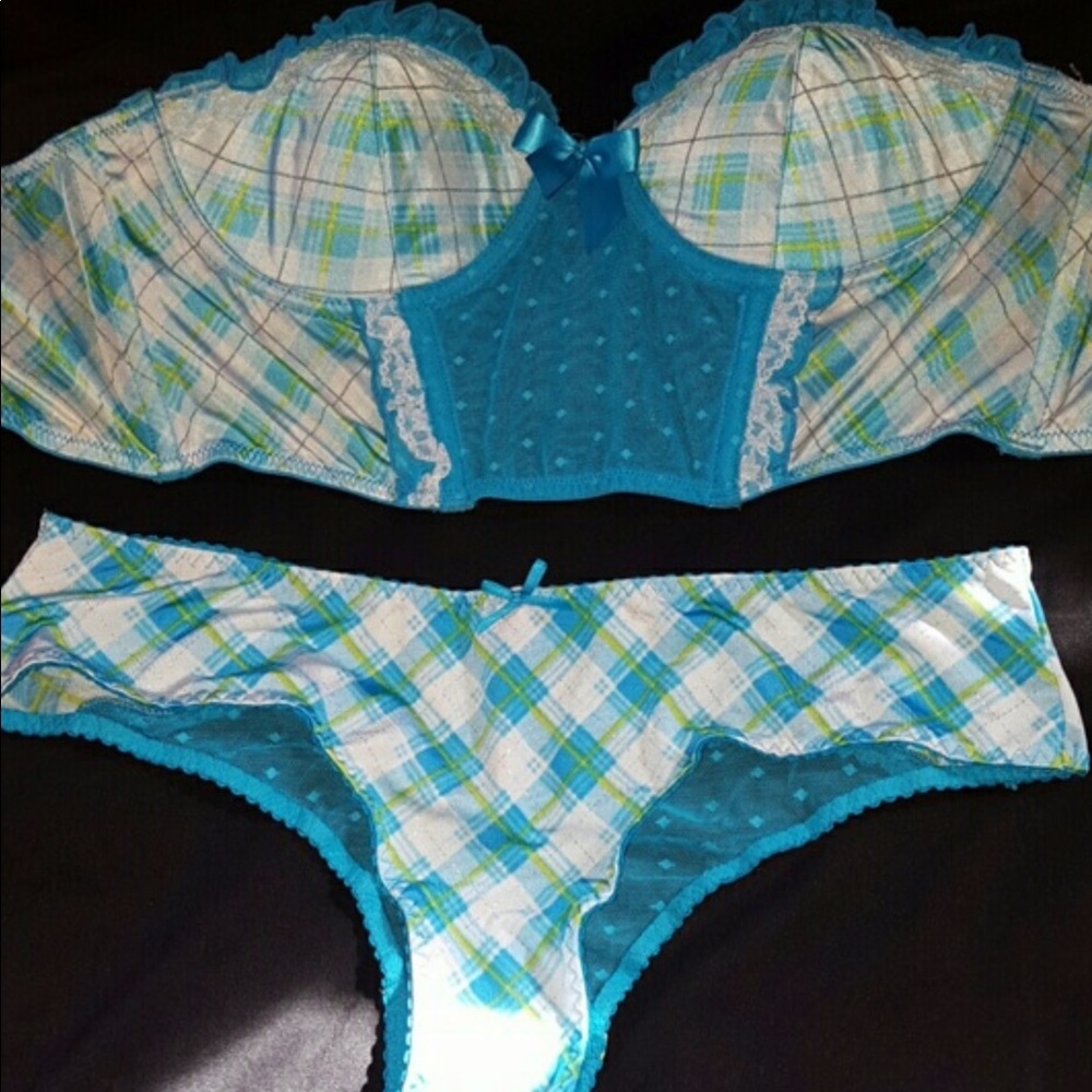 ISO Sexy Little Things Turquoise Plaid Panty M